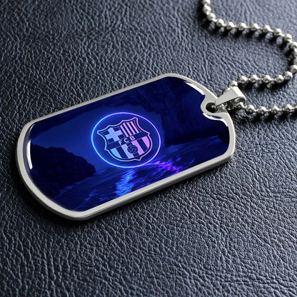 Soccer - SCD028 - FC Barcelona - FCB - Soccer Dog Tag - Military Ball Chain - Luxury Dog Tag