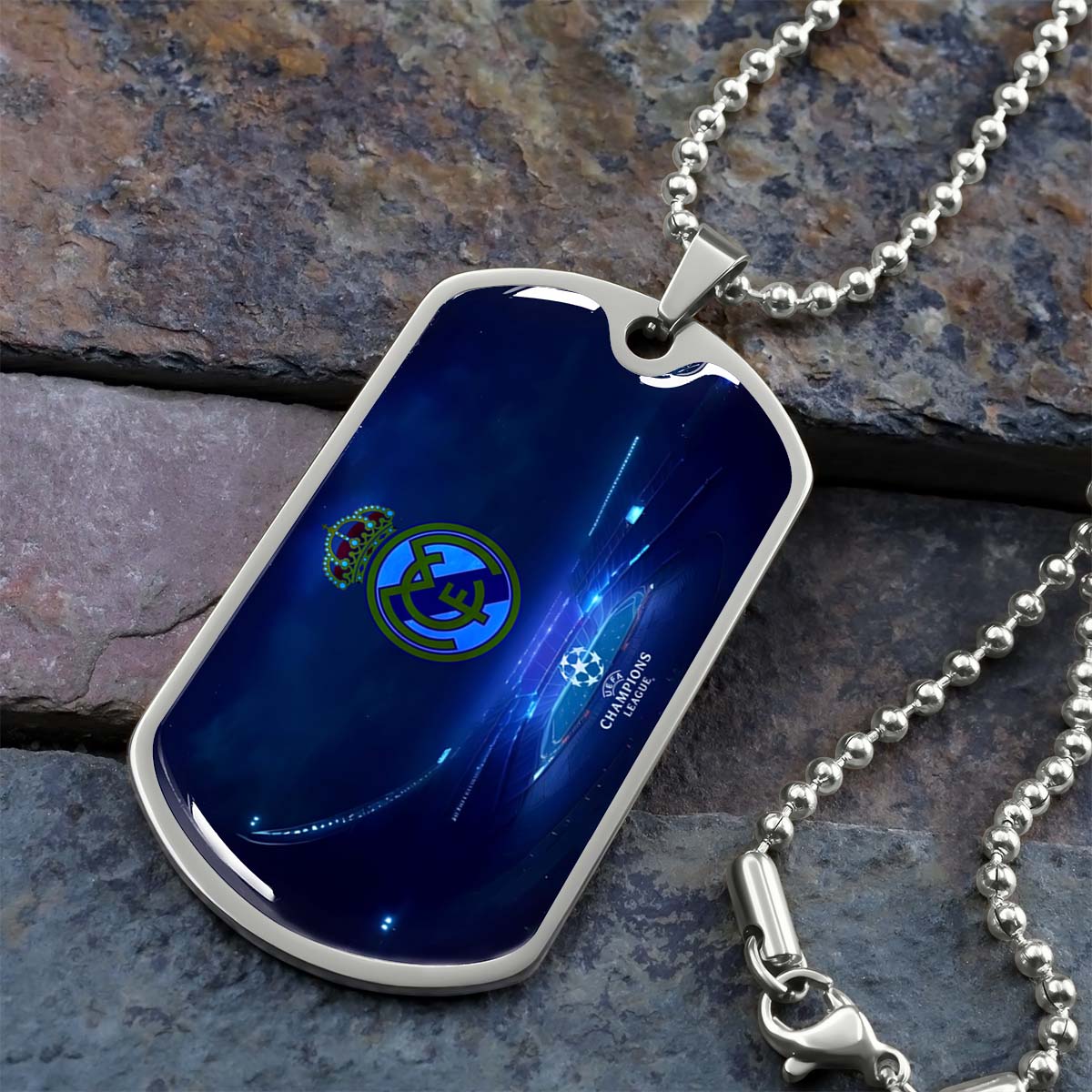 Soccer - SCD029 - FC Real Madrid - UEFA Champions League - Soccer Dog Tag - Military Ball Chain - Luxury Dog Tag