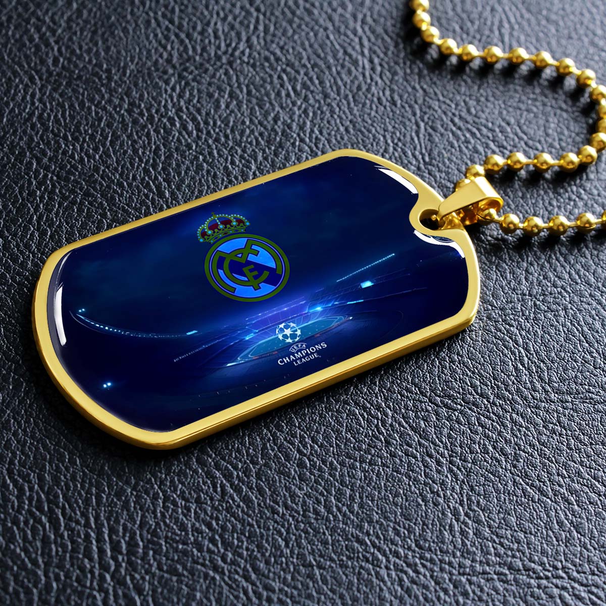 Soccer - SCD029 - FC Real Madrid - UEFA Champions League - Soccer Dog Tag - Military Ball Chain - Luxury Dog Tag