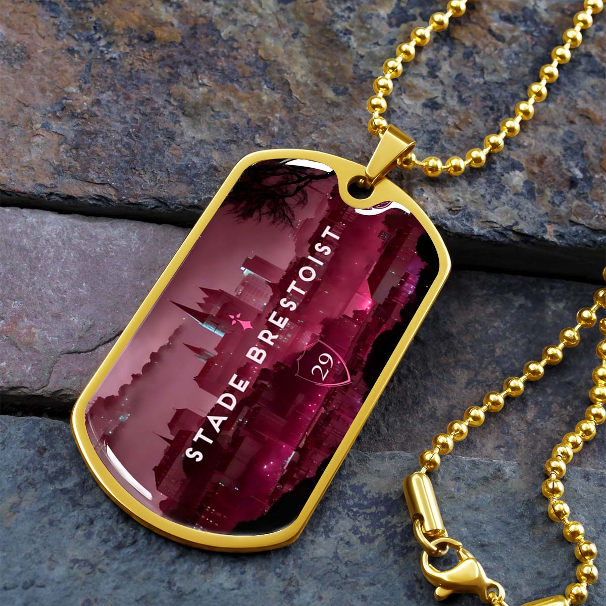 Soccer - SCD032 - Stade Brestoist 29 - Soccer Dog Tag - Military Ball Chain - Luxury Dog Tag