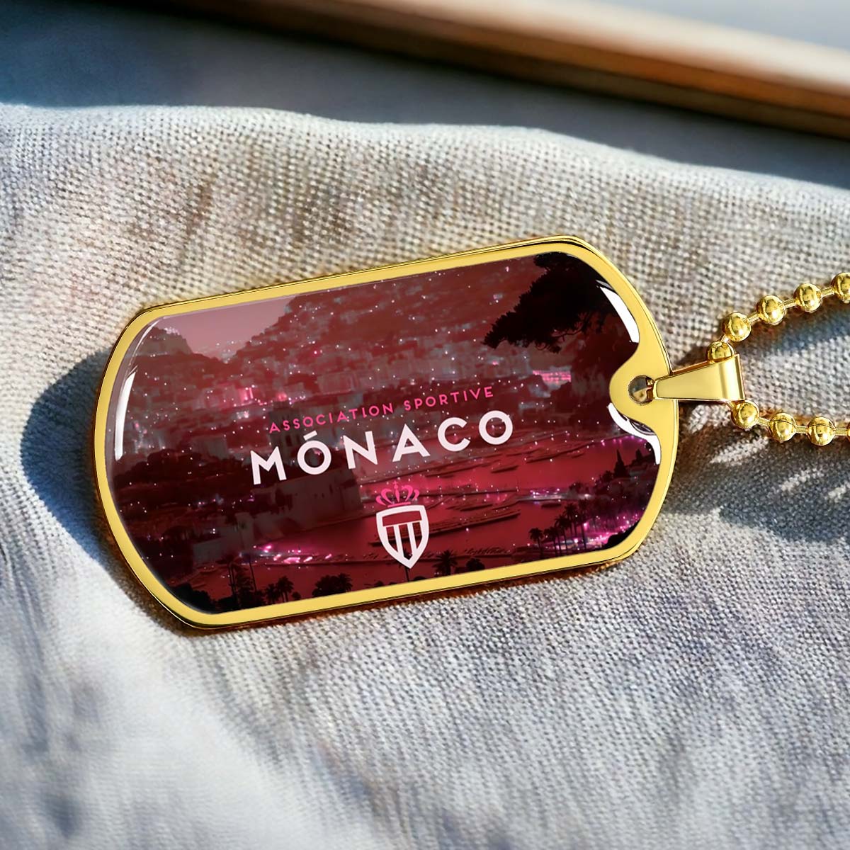 Soccer - SCD033 - AS Monaco - Association Sportive Monaco - Football Club - Soccer Dog Tag - Military Ball Chain - Luxury Dog Tag