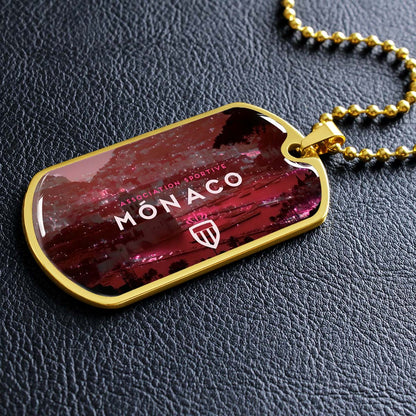 Soccer Dog Tag Necklace - SCD033 - AS Monaco - Association Sportive Monaco - Football Club - Military Ball Chain