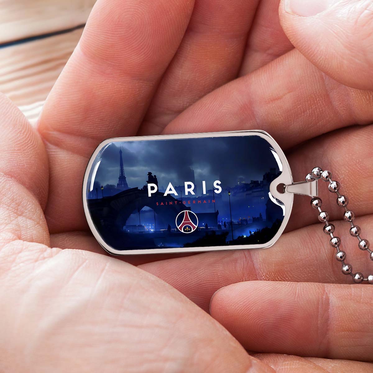 Soccer Dog Tag Necklace - SCD036 - Paris Saint Germain (PSG) - Military Ball Chain