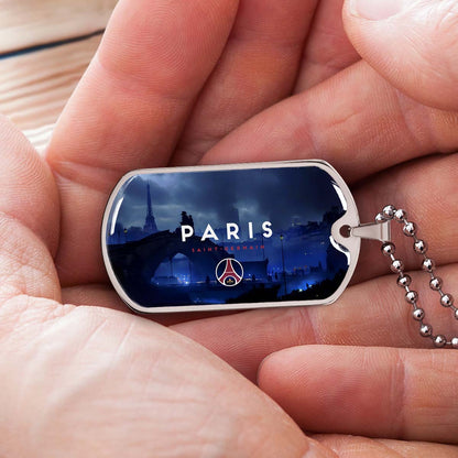 Soccer Dog Tag Necklace - SCD036 - Paris Saint Germain (PSG) - Military Ball Chain