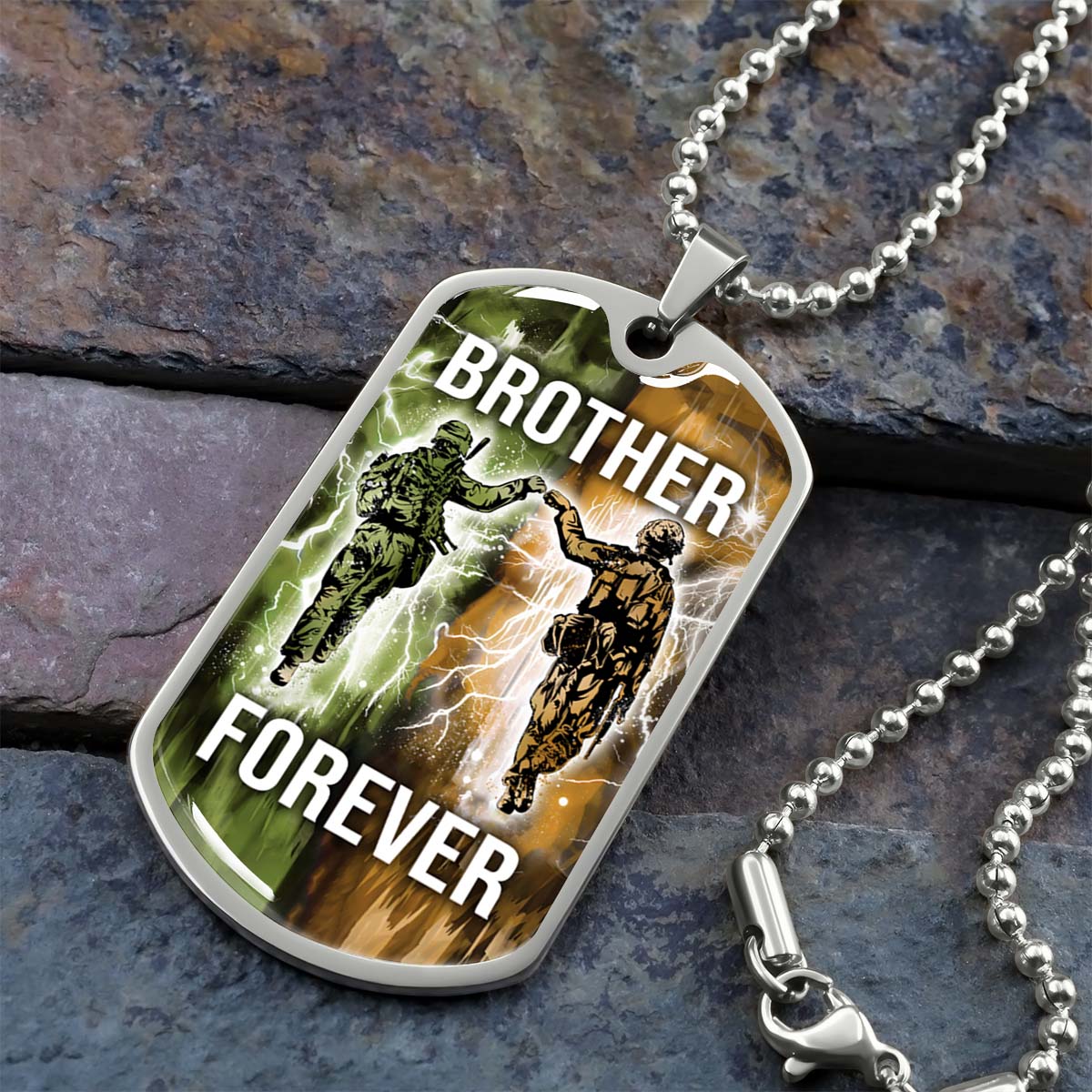 Soldier - SDDL001 - Brother Forever - Army - Marine - Soldier Dog Tag - Military Ball Chain - Luxury Dog Tag