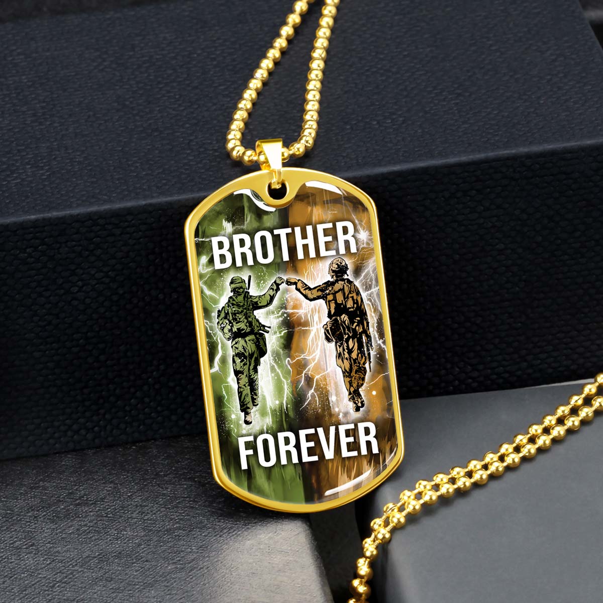 Soldier - SDDL001 - Brother Forever - Army - Marine - Soldier Dog Tag - Military Ball Chain - Luxury Dog Tag