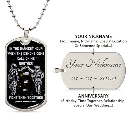 Soldier - SDDL002 - Call On Me Brother - Army - Marine - Soldier Dog Tag - Military Ball Chain - Luxury Dog Tag