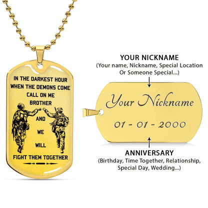 Soldier - SDDL003 - Call On Me Brother - Army - Marine - Soldier Dog Tag - Military Ball Chain - Luxury Dog Tag
