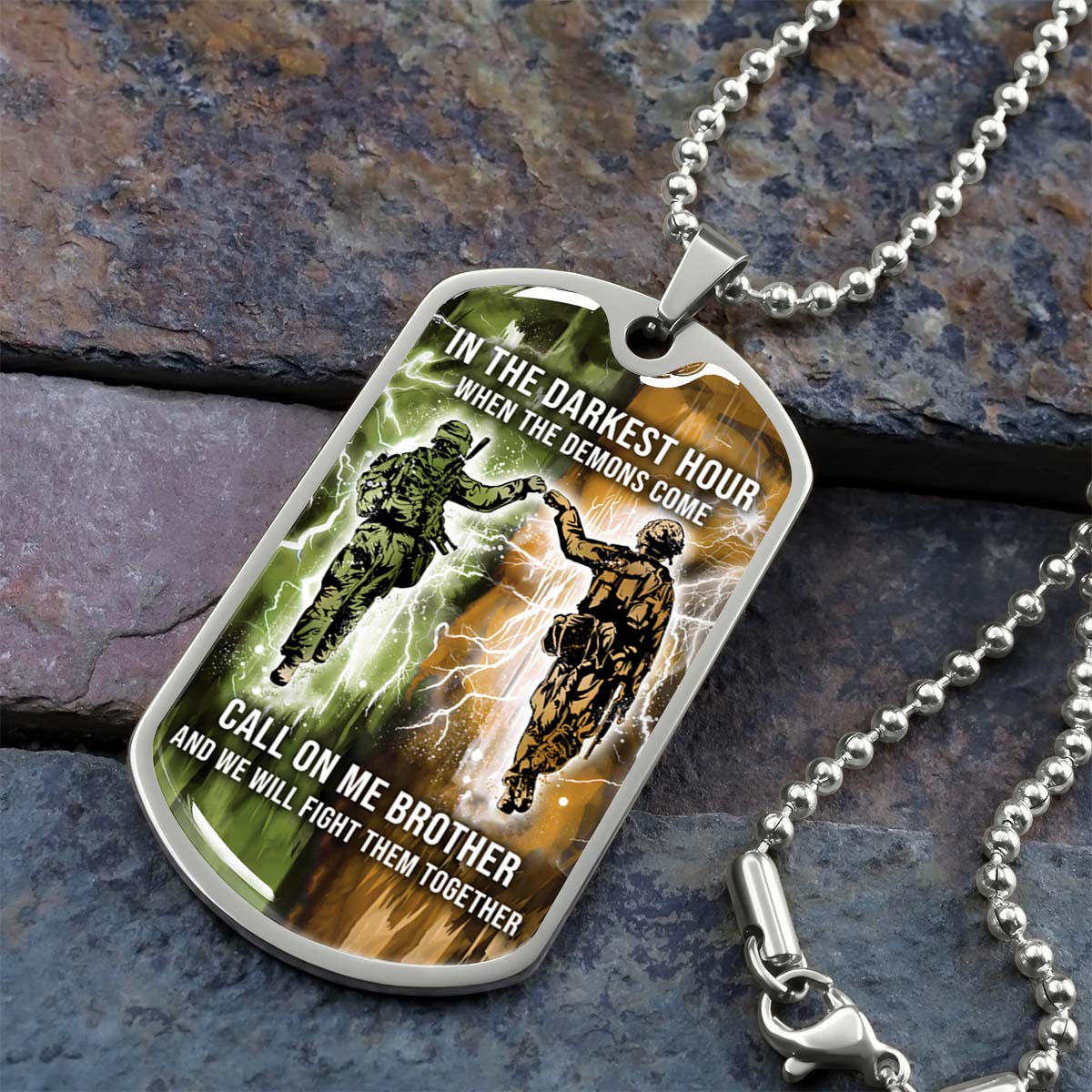 Soldier - SDDL004 - Call On Me Brother - Army - Marine - Soldier Dog Tag - Military Ball Chain - Luxury Dog Tag
