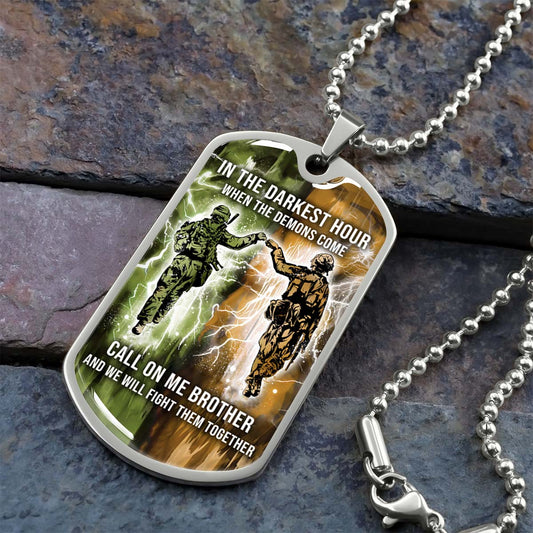 Soldier - SDDL004 - Call On Me Brother - Army - Marine - Soldier Dog Tag - Military Ball Chain - Luxury Dog Tag