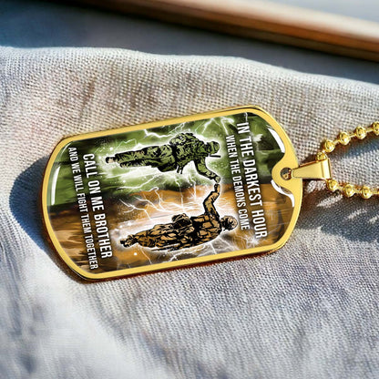 Soldier - SDDL004 - Call On Me Brother - Army - Marine - Soldier Dog Tag - Military Ball Chain - Luxury Dog Tag