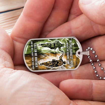 Soldier - SDDL004 - Call On Me Brother - Army - Marine - Soldier Dog Tag - Military Ball Chain - Luxury Dog Tag