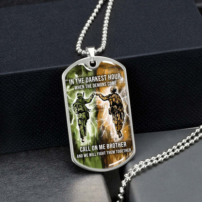 Soldier - SDDL004 - Call On Me Brother - Army - Marine - Soldier Dog Tag - Military Ball Chain - Luxury Dog Tag