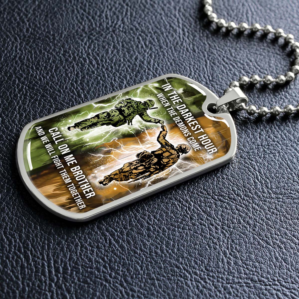 Soldier - SDDL004 - Call On Me Brother - Army - Marine - Soldier Dog Tag - Military Ball Chain - Luxury Dog Tag