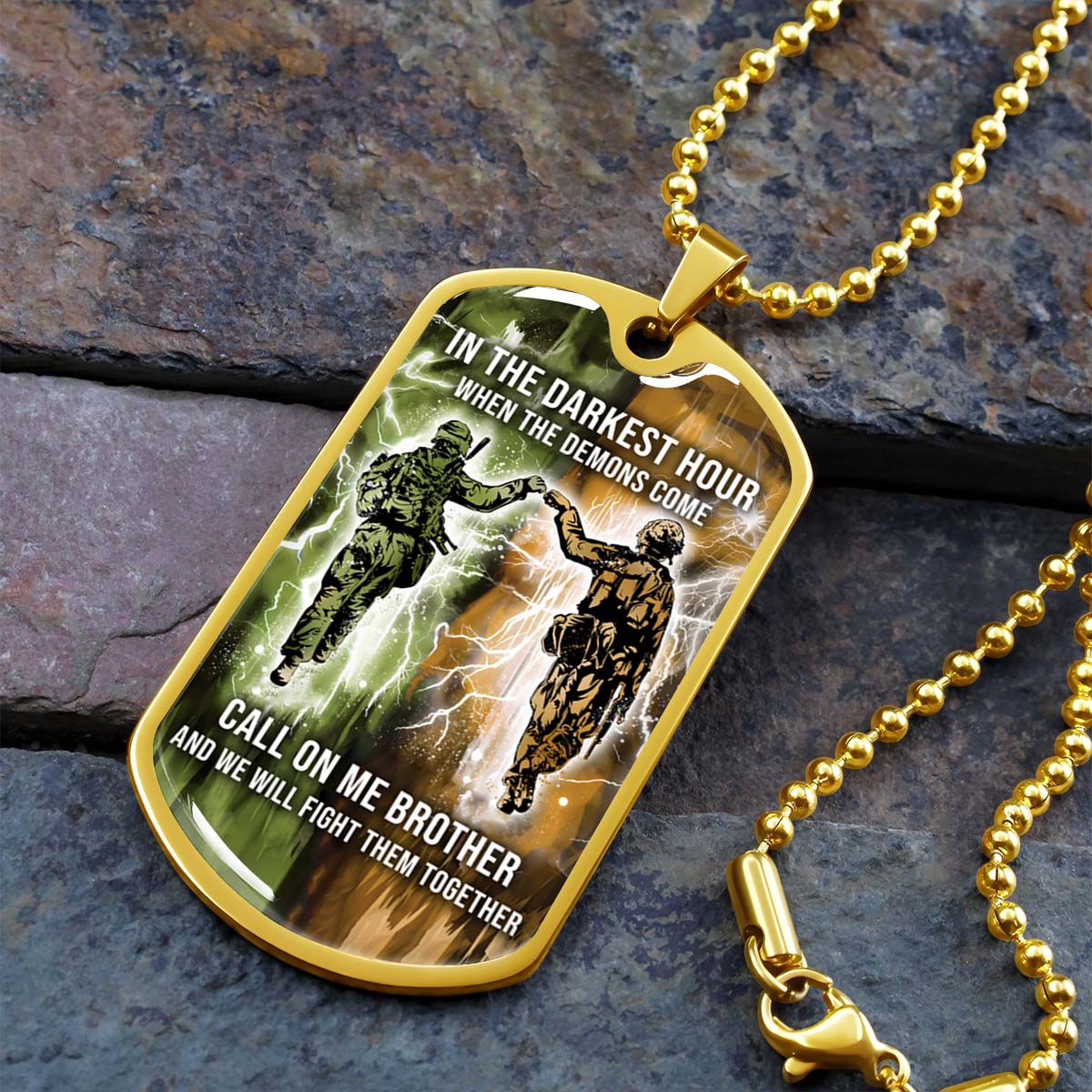 Soldier - SDDL004 - Call On Me Brother - Army - Marine - Soldier Dog Tag - Military Ball Chain - Luxury Dog Tag