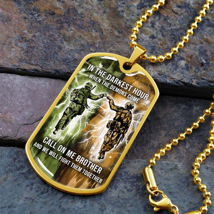 Soldier - SDDL004 - Call On Me Brother - Army - Marine - Soldier Dog Tag - Military Ball Chain - Luxury Dog Tag