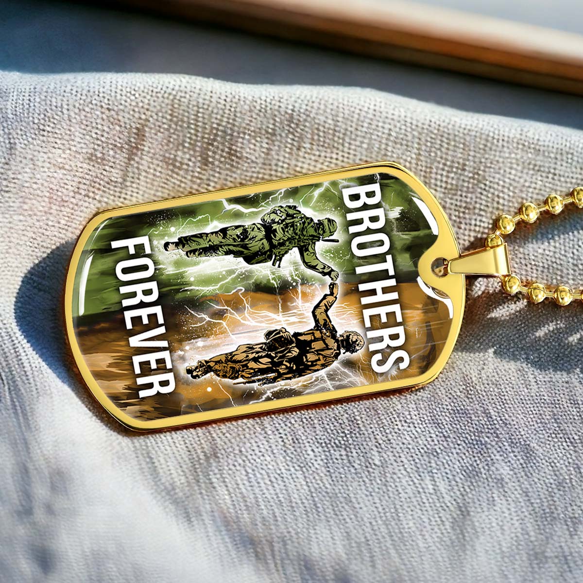 Soldier - SDDL005 - Brothers Forever - Army - Marine - Soldier Dog Tag - Military Ball Chain - Luxury Dog Tag