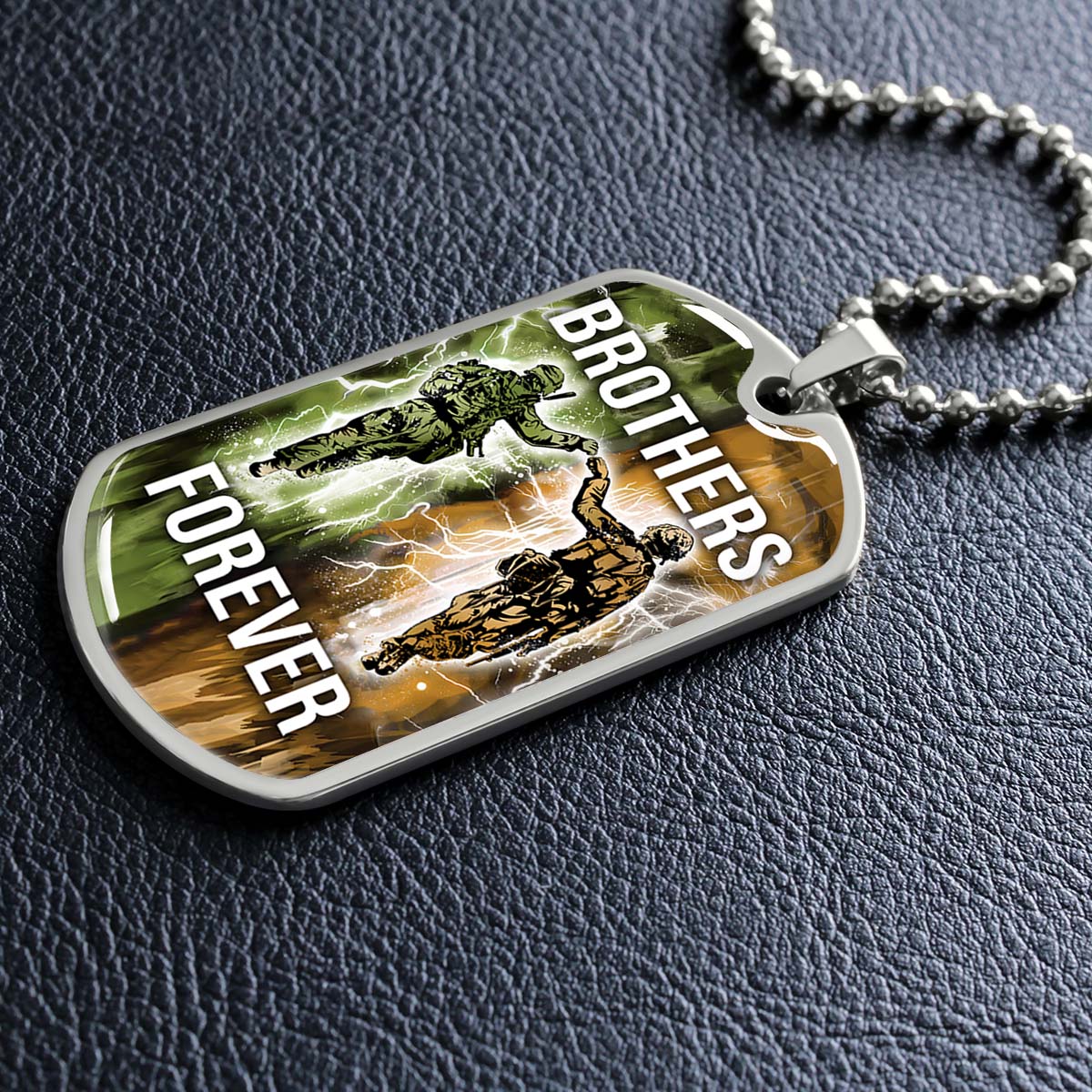 Soldier - SDDL005 - Brothers Forever - Army - Marine - Soldier Dog Tag - Military Ball Chain - Luxury Dog Tag