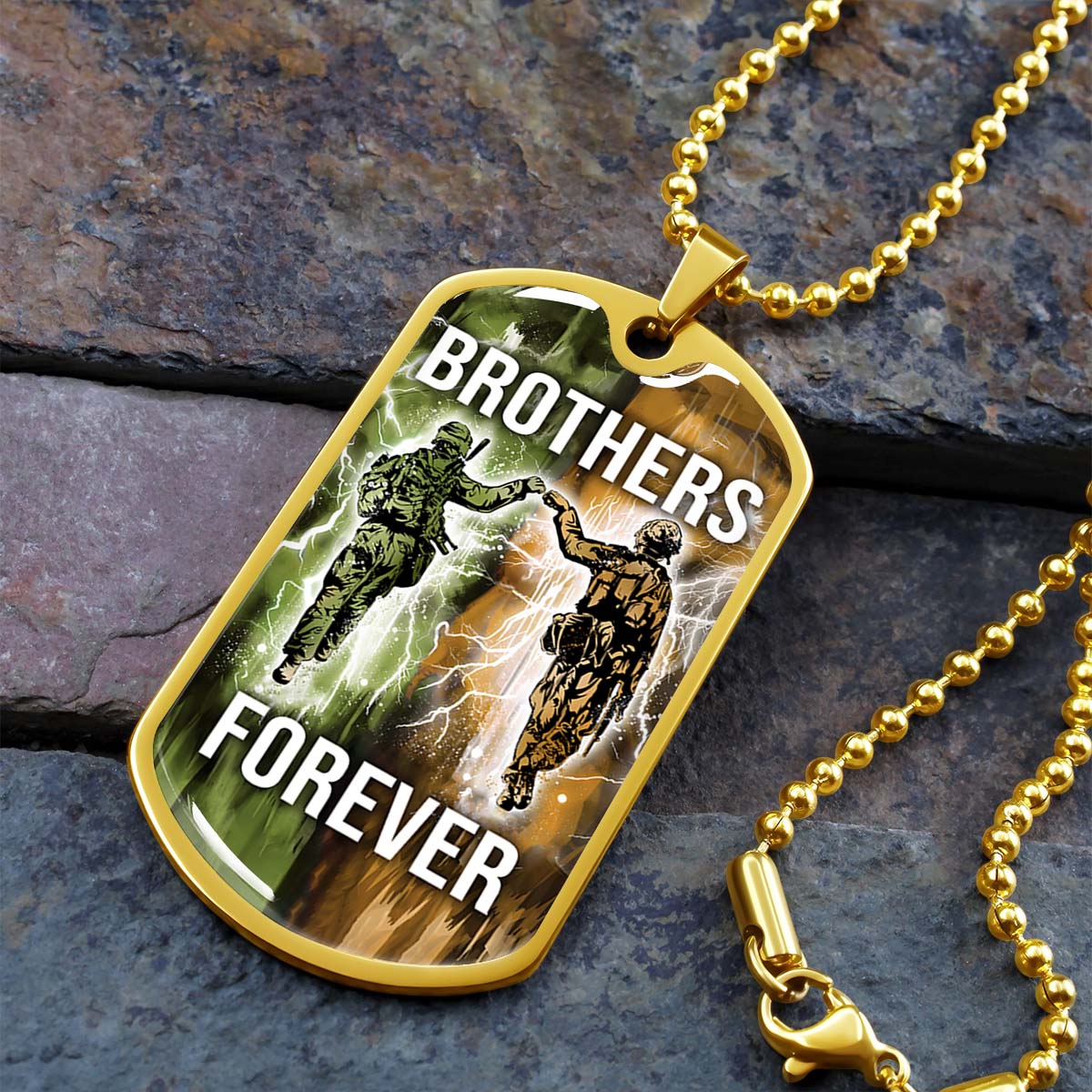 Soldier - SDDL005 - Brothers Forever - Army - Marine - Soldier Dog Tag - Military Ball Chain - Luxury Dog Tag