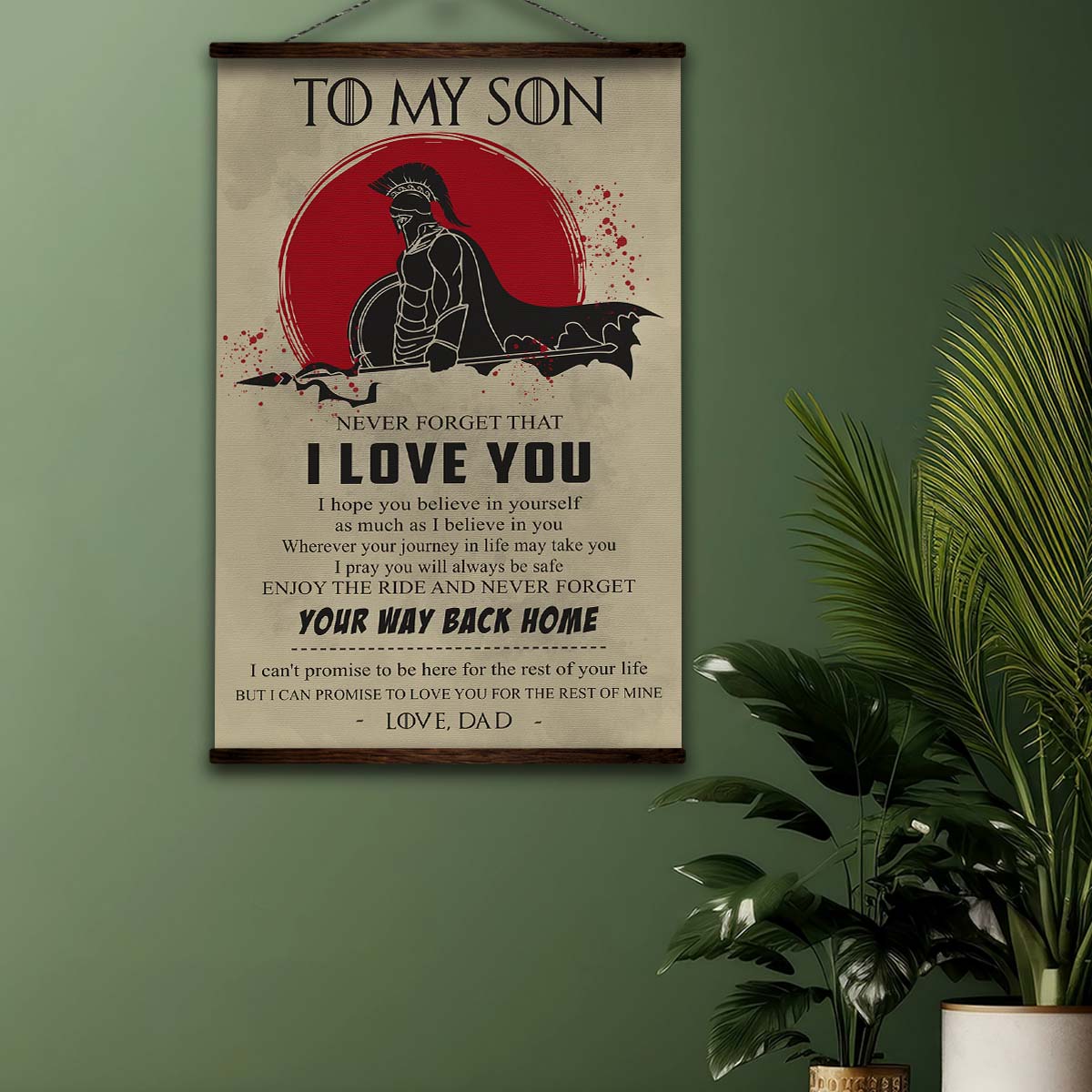 Spartan Wall Art - Spartan Poster - Spartan Canvas - Dad To Son - I Love You - WA100 - Spartan Warrior - Vertical Poster - Vertical Canvas