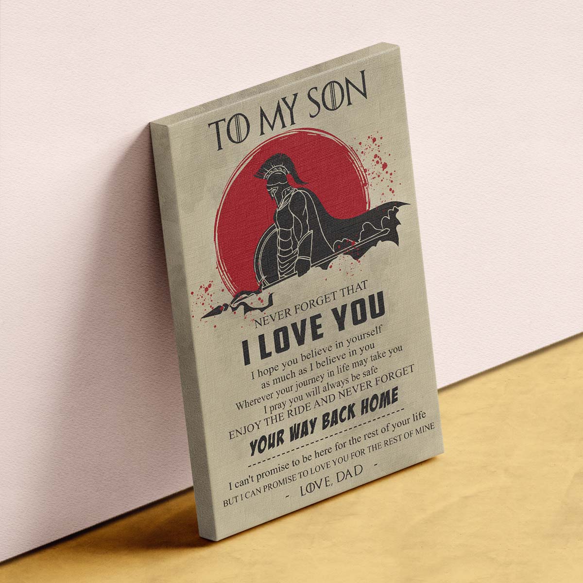 Spartan Wall Art - Spartan Poster - Spartan Canvas - Dad To Son - I Love You - WA100 - Spartan Warrior - Vertical Poster - Vertical Canvas