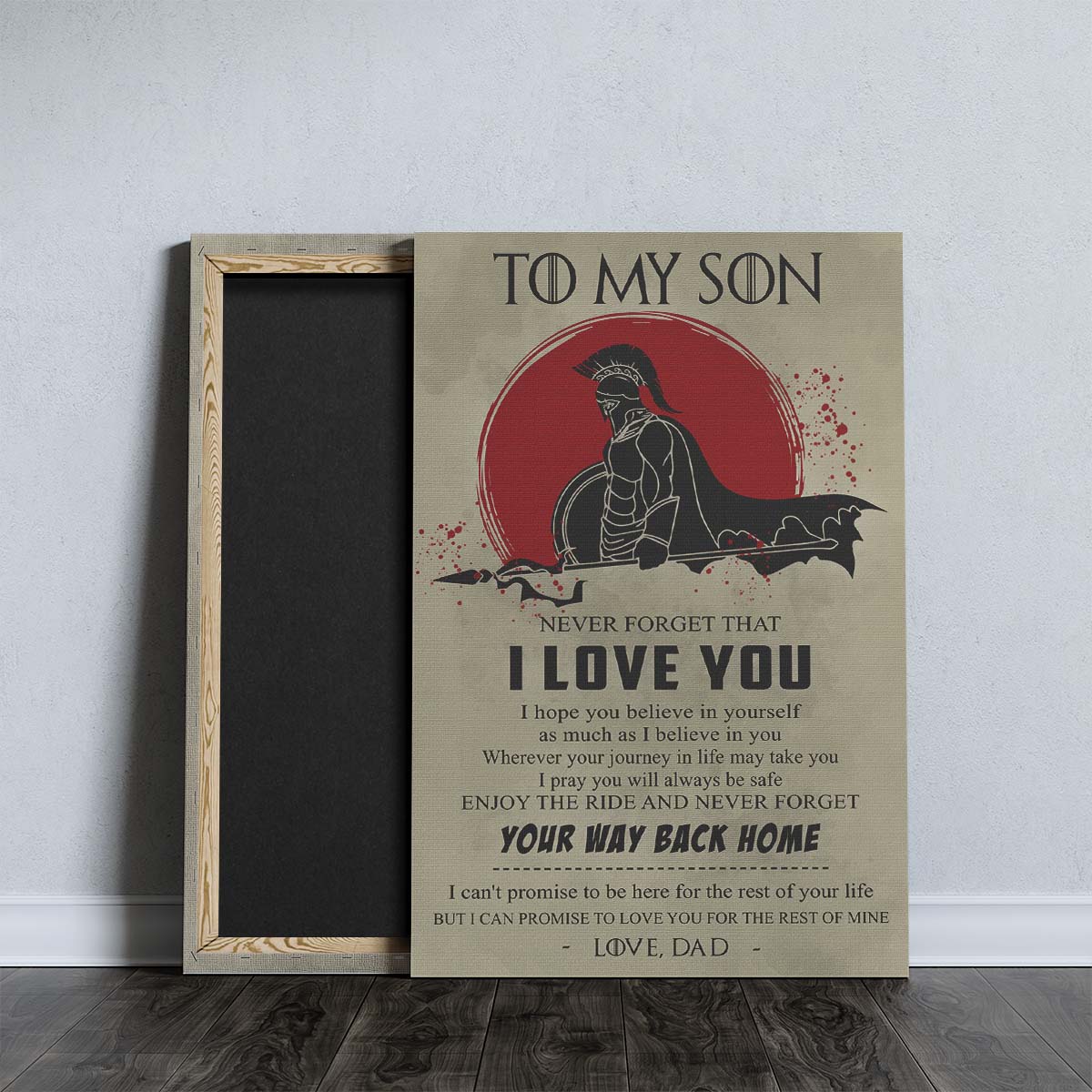 Spartan Wall Art - Spartan Poster - Spartan Canvas - Dad To Son - I Love You - WA100 - Spartan Warrior - Vertical Poster - Vertical Canvas