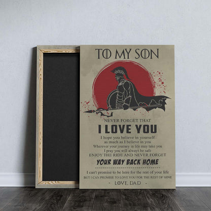 Spartan Wall Art - Spartan Poster - Spartan Canvas - Dad To Son - I Love You - WA100 - Spartan Warrior - Vertical Poster - Vertical Canvas