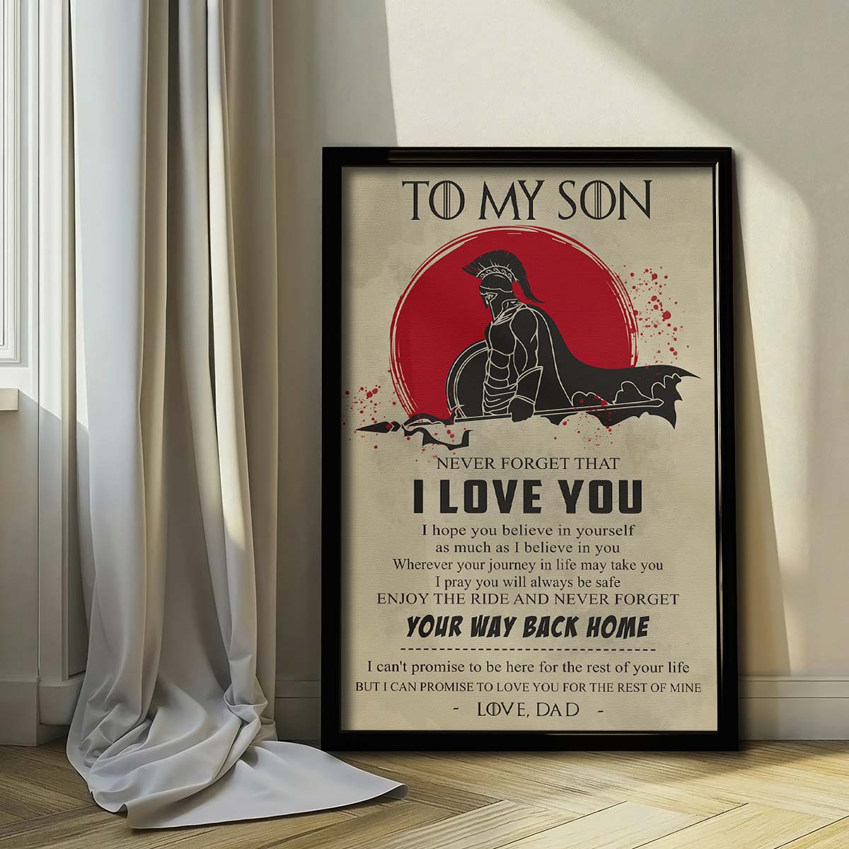 Spartan Wall Art - Spartan Poster - Spartan Canvas - Dad To Son - I Love You - WA100 - Spartan Warrior - Vertical Poster - Vertical Canvas