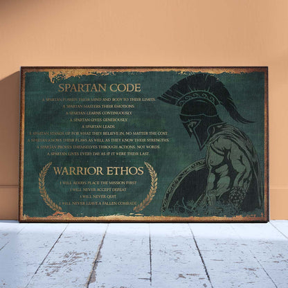 Spartan Wall Art - Spartan Poster - Spartan Canvas - Spartan Code - Warrior Ethos - WA113 - Spartan Warrior - Horizontal Poster - Horizontal Canvas