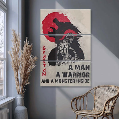 Spartan Warrior - 3 Piece Wall Art - WA001 - A Monster Inside - Sparta - Leonidas - Gladiator - Spartan Warrior Canvas
