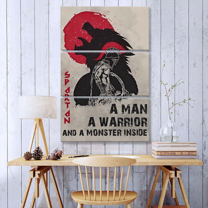 Spartan Warrior - 3 Piece Wall Art - WA001 - A Monster Inside - Sparta - Leonidas - Gladiator - Spartan Warrior Canvas