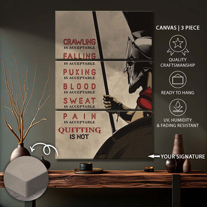 Spartan Warrior - 3 Piece Wall Art - WA018 - Quitting Is Not - Sparta - Leonidas - Gladiator - Spartan Warrior Canvas