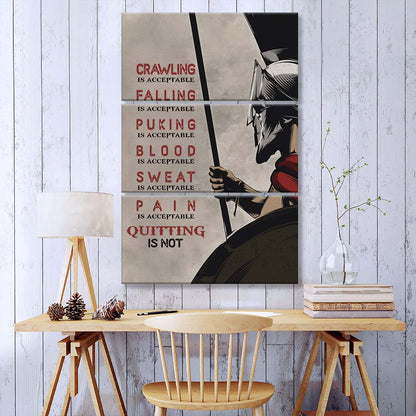 Spartan Warrior - 3 Piece Wall Art - WA018 - Quitting Is Not - Sparta - Leonidas - Gladiator - Spartan Warrior Canvas