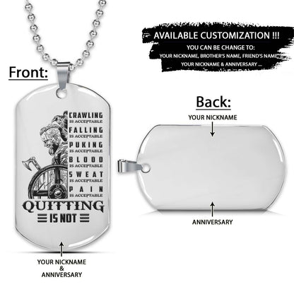 Viking Dog Tag - Quitting Is Not - Ragnar Lothbrok - Valhalla - Norse - Scandinavian - Norse Mythology - Viking Necklace - Engrave Dog Tag