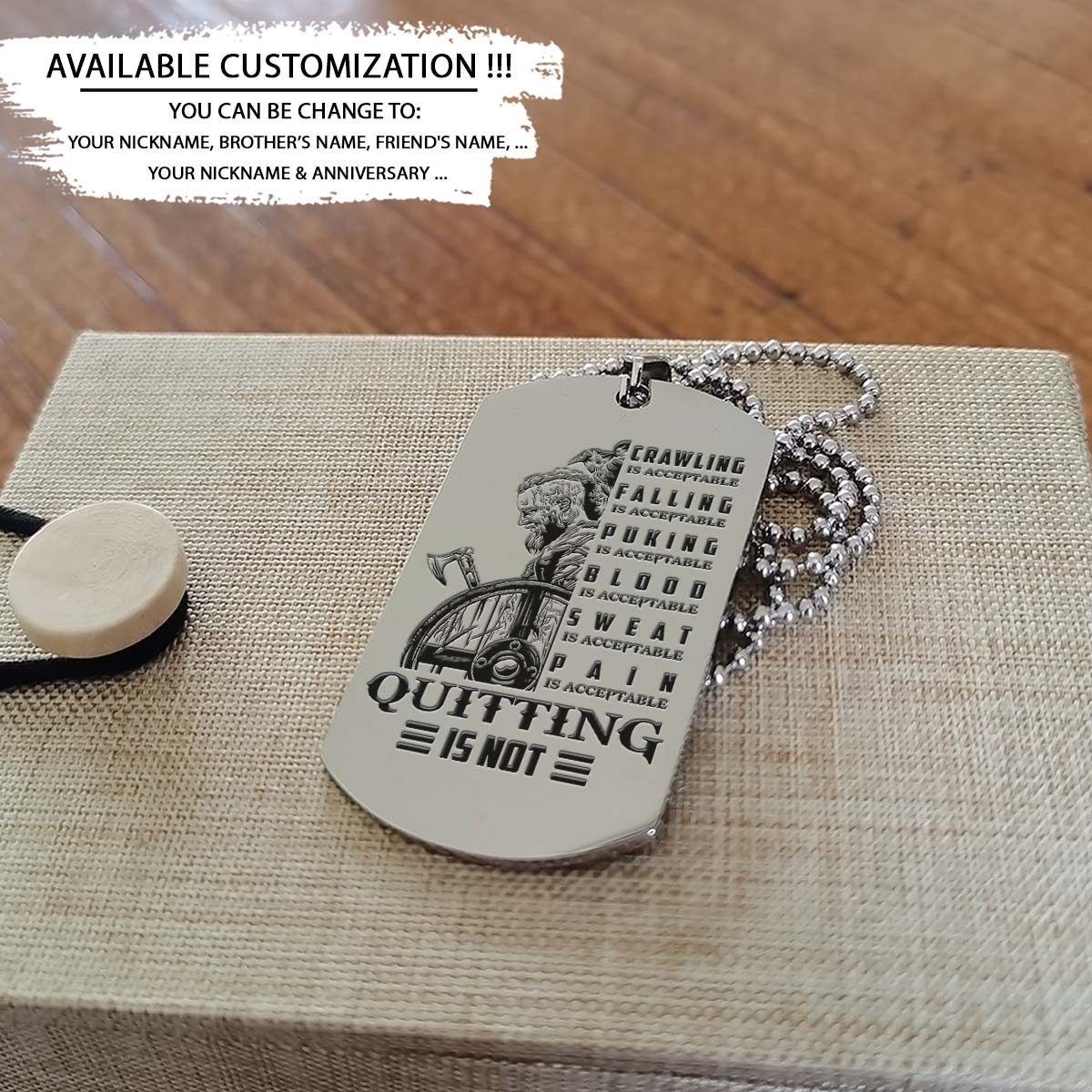 Viking Dog Tag - Quitting Is Not - Ragnar Lothbrok - Valhalla - Norse - Scandinavian - Norse Mythology - Viking Necklace - Engrave Dog Tag