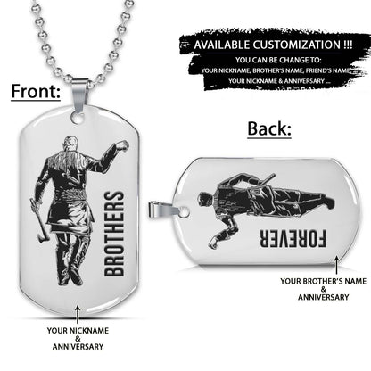 Viking Dog Tag - Brothers Forever - Ragnar Lothbrok - Floki - Valhalla - Norse Mythology - Scandinavian - Viking Necklace - Engrave Dog Tag