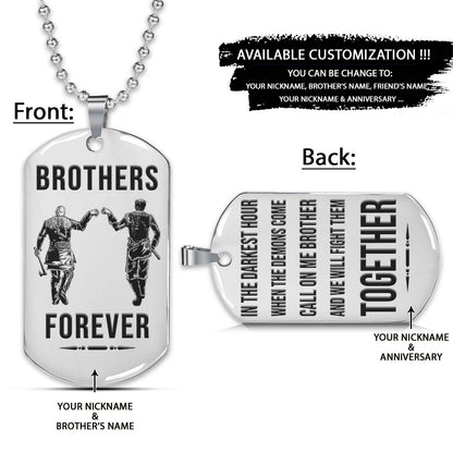 Viking Dog Tag - Brothers Forever - Call On Me Brother - Ragnar Lothbrok - Floki - Valhalla - Norse Mythology - Scandinavian - Viking Necklace - Engrave Dog Tag