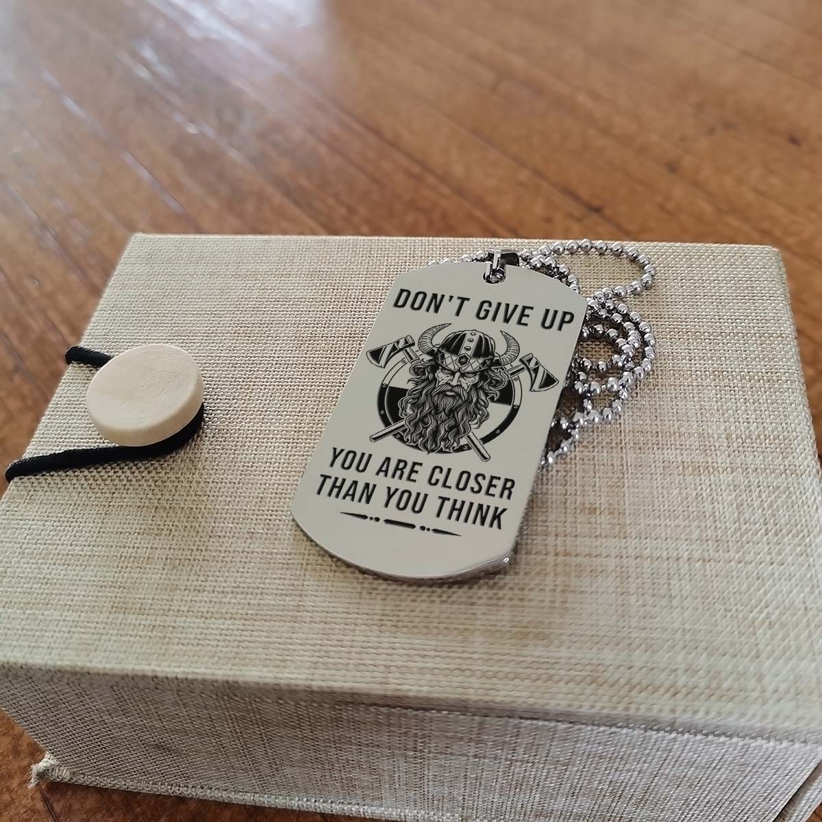 Viking Dog Tag - Don't Give Up - It's About Being Better Than You Were The Day Before - Odin - Valhalla - Norse Mythology - Scandinavian - Viking Necklace - Engrave Dog Tag
