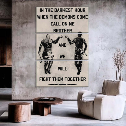 Viking - 3 Piece Wall Art - VK016 - Call On me Brother - Ragnar Lothbrok - Floki - Viking Canvas