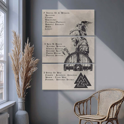 Viking - 3 Piece Wall Art - VK017 - 7 5 3 CODE - Ragnar Lothbrok - Viking Canvas