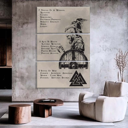 Viking - 3 Piece Wall Art - VK017 - 7 5 3 CODE - Ragnar Lothbrok - Viking Canvas