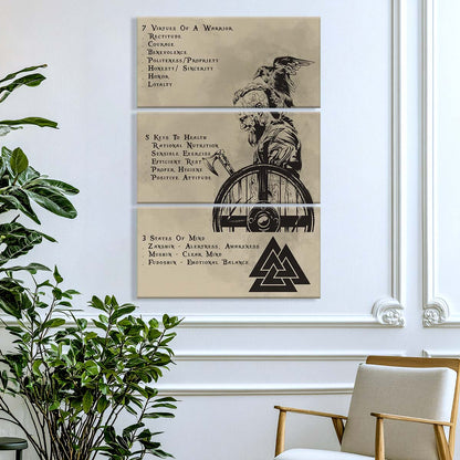 Viking - 3 Piece Wall Art - VK017 - 7 5 3 CODE - Ragnar Lothbrok - Viking Canvas