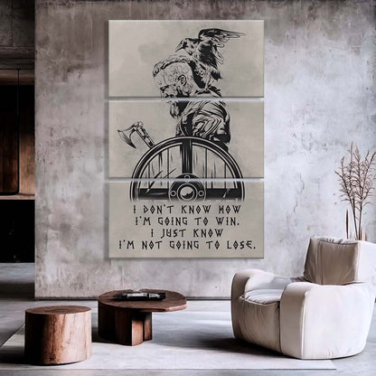 Viking - 3 Piece Wall Art - VK056 - I’m Not Going To Lose - Ragnar Lothbrok - Viking Canvas