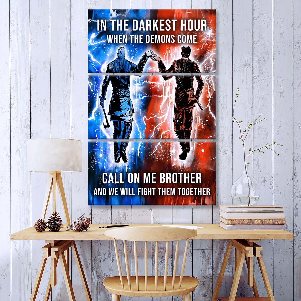 Viking - 3 Piece Wall Art - VK061 - Call On me Brother - Ragnar Lothbrok - Floki - Viking Canvas