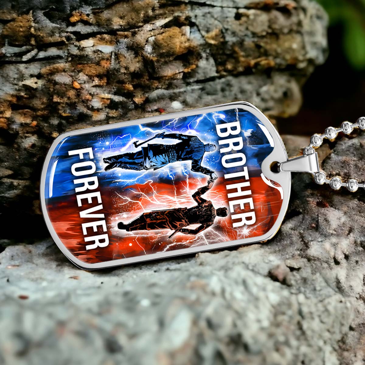 Viking - VKDL001 - Brother Forever - Ragnar Lothbrok - Floki - Viking Dog Tag - Military Ball Chain - Luxury Dog Tag