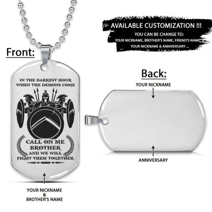 Spartan Dog Tag - Call On Me Brother - Spartan Warrior - Sparta - Leonidas - Gladiator - Spartan Necklace - Engrave Dog Tag