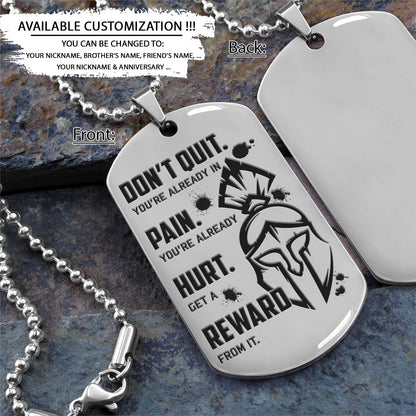 Spartan Dog Tag - Don't Quit - Get A Reward From It - Spartan Warrior - Sparta - Leonidas - Gladiator - Spartan Necklace - Engrave Dog Tag