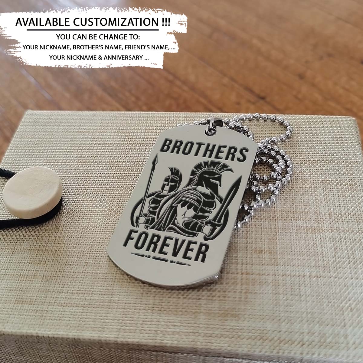 Spartan Dog Tag - Brothers Forever - Spartan Warrior - Sparta - Leonidas - Gladiator - Spartan Necklace - Engrave Dog Tag