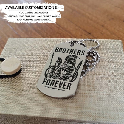 Spartan Dog Tag - Brothers Forever - Spartan Warrior - Sparta - Leonidas - Gladiator - Spartan Necklace - Engrave Dog Tag