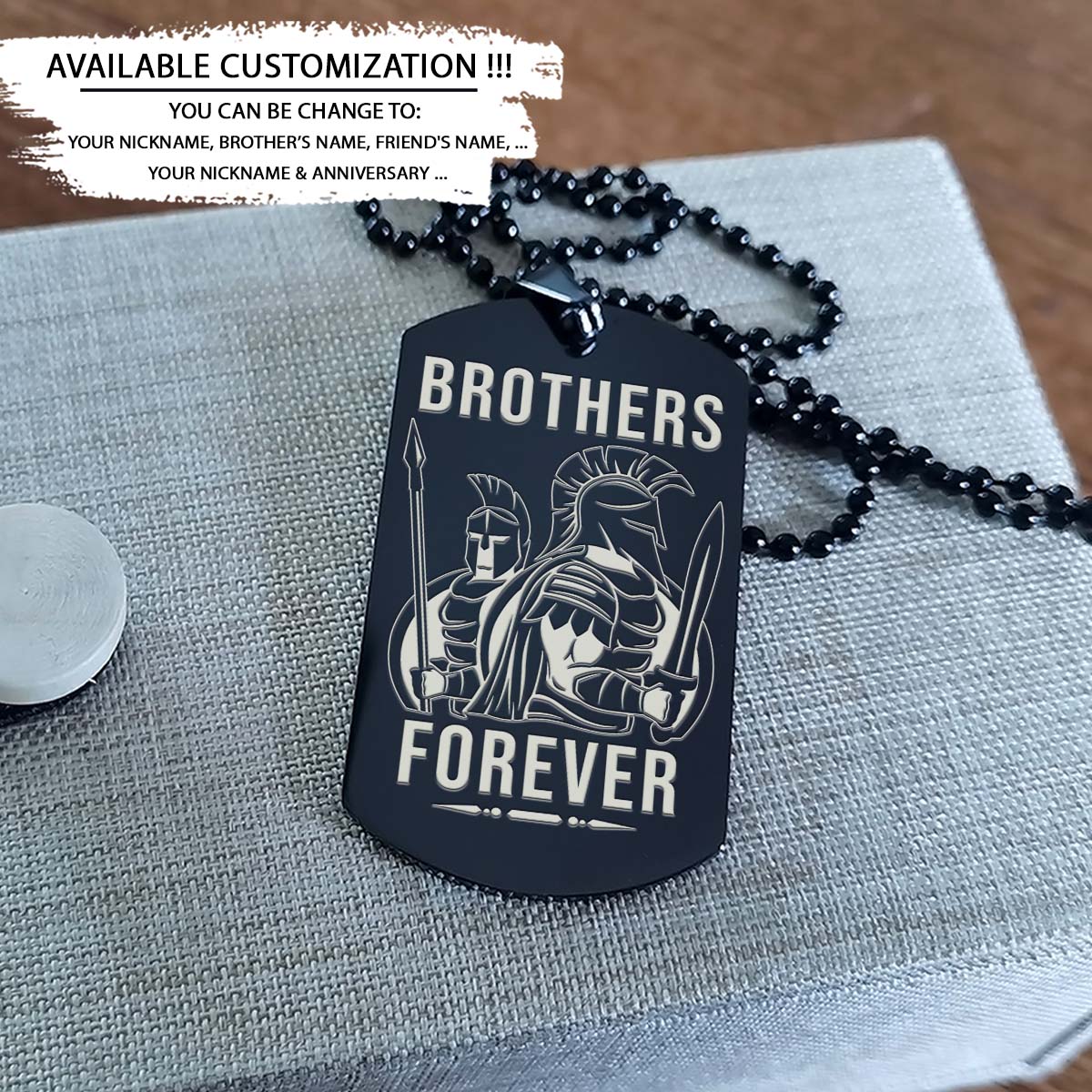 Spartan Dog Tag - Brothers Forever - Spartan Warrior - Sparta - Leonidas - Gladiator - Spartan Necklace - Engrave Dog Tag